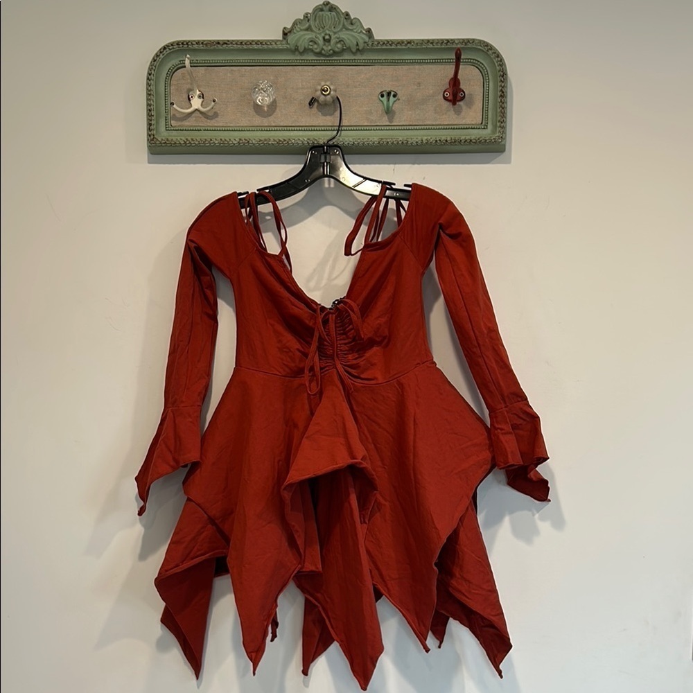 Current Mood Rust Red Asymmetrical Mini Dress